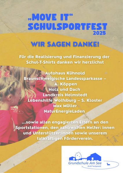 Wir sagen Danke. Dekoratives Bild mit demselben Text wie im Artikel.